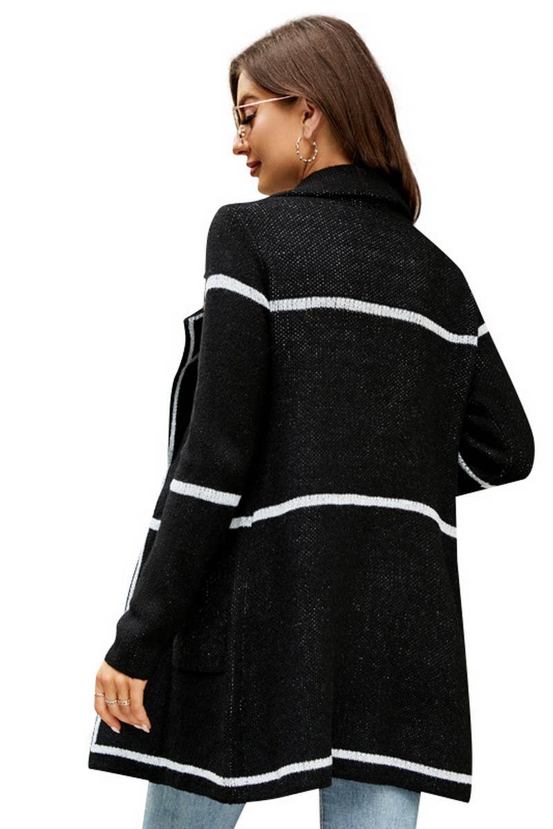 CWOCAL0786_LONG SLEEVE SUIT COLLAR LONG KNITTED CARDIGAN