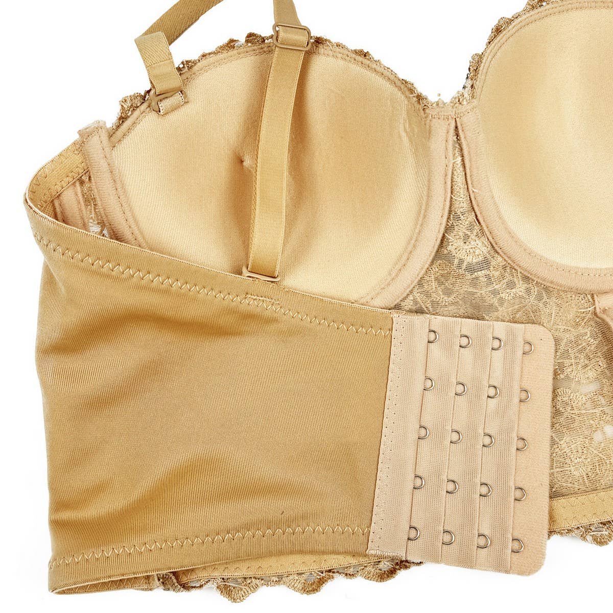 LACE SUSPENDER DIAMOND BEADED HERRINGBONE BRA