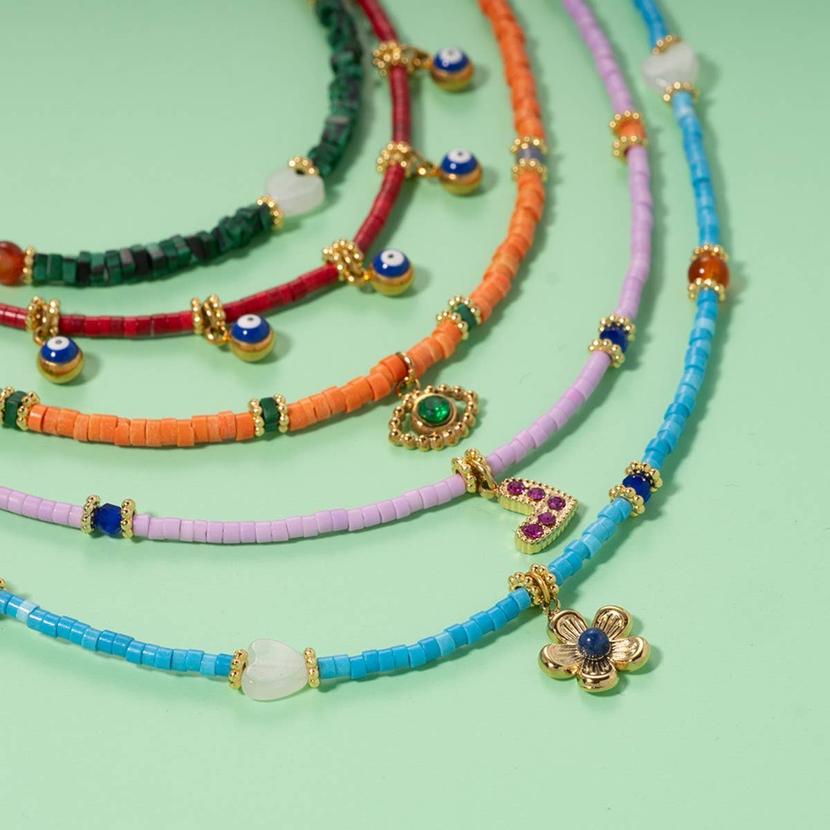 Original Natural Stone Necklace with Steel Pendant_CWMM8832