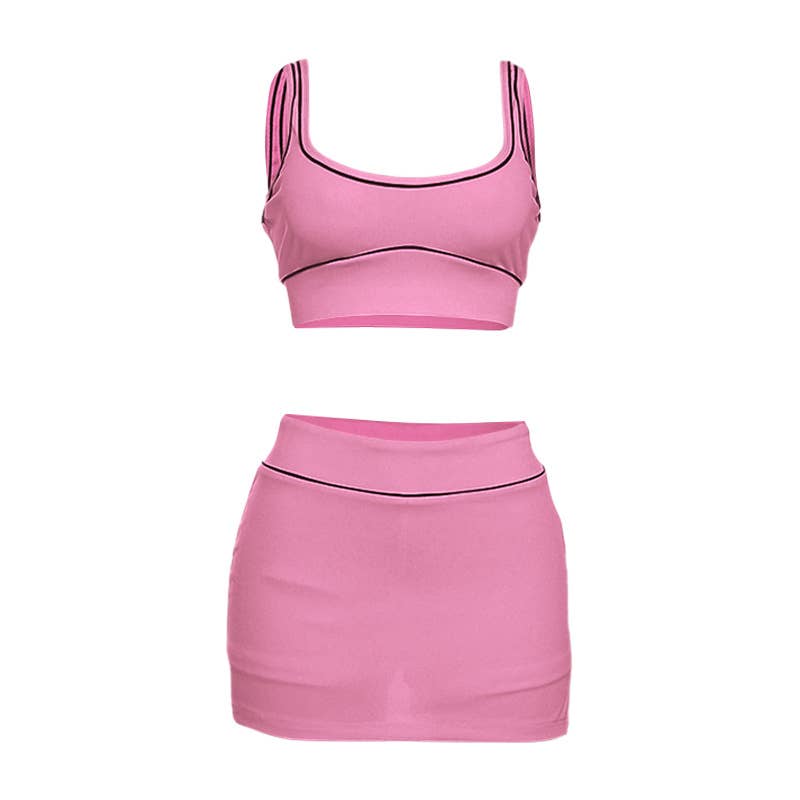 Sexy Crop Tank and Bodycon Skirt Sports Set