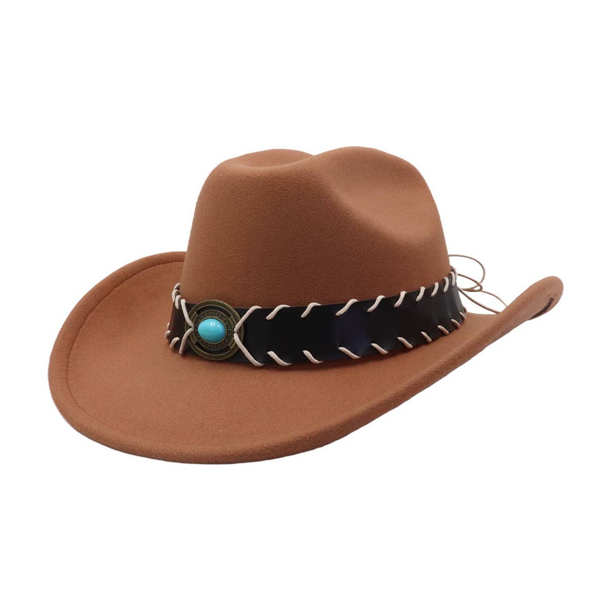 Western Ethnic Wool Fedora Hat Jazz Cowboy Style_CWAH04496