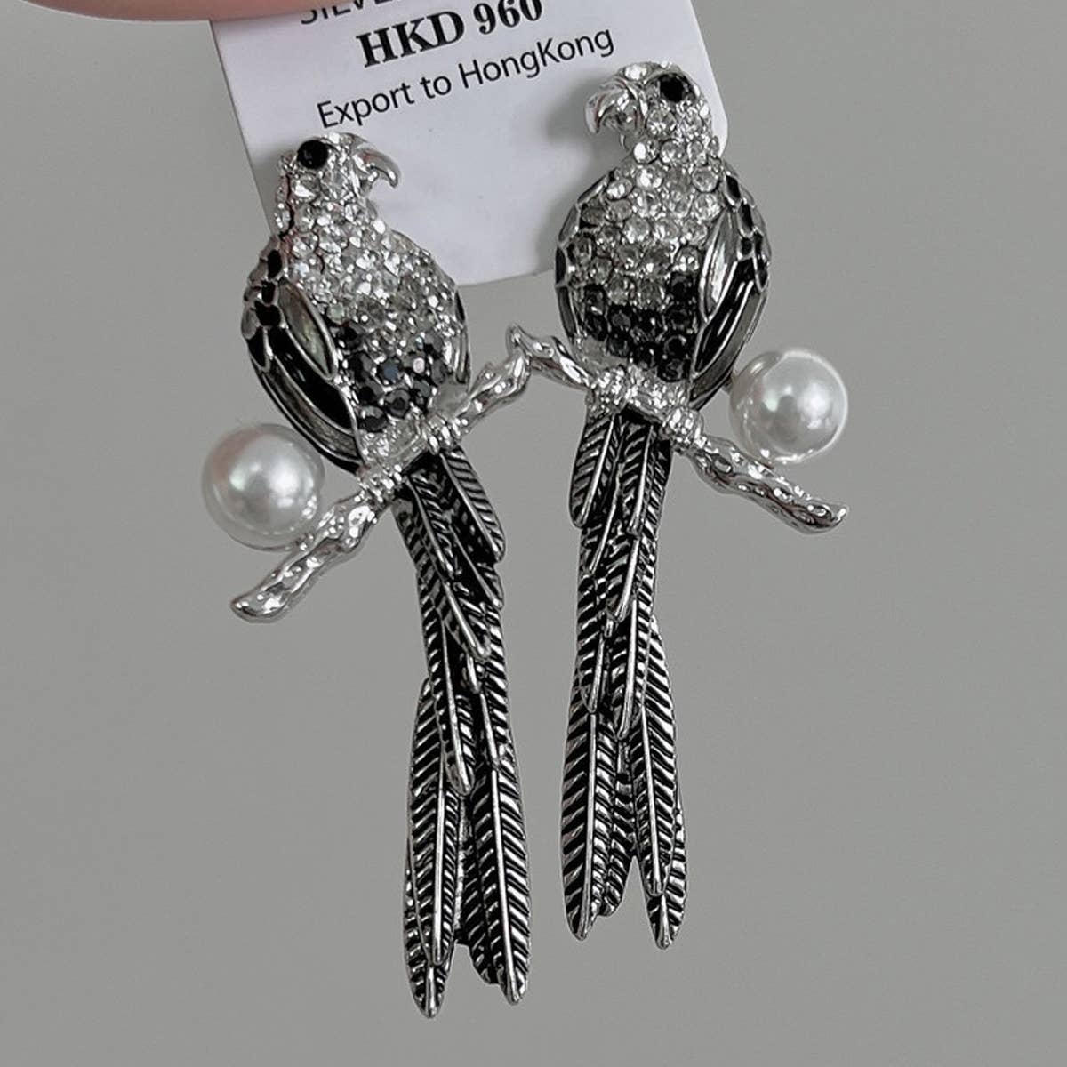 VINTAGE PERSONALIZED PEARL PARROT EARRINGS
