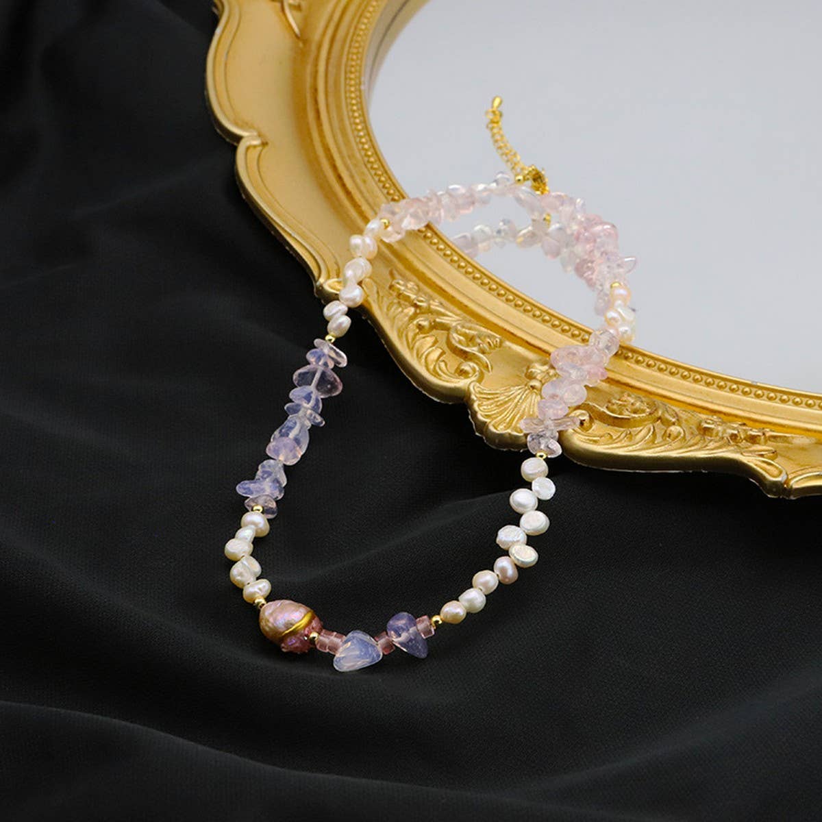 LUXURY WHITE CRYSTAL NATURAL PEARL NECKLACE
