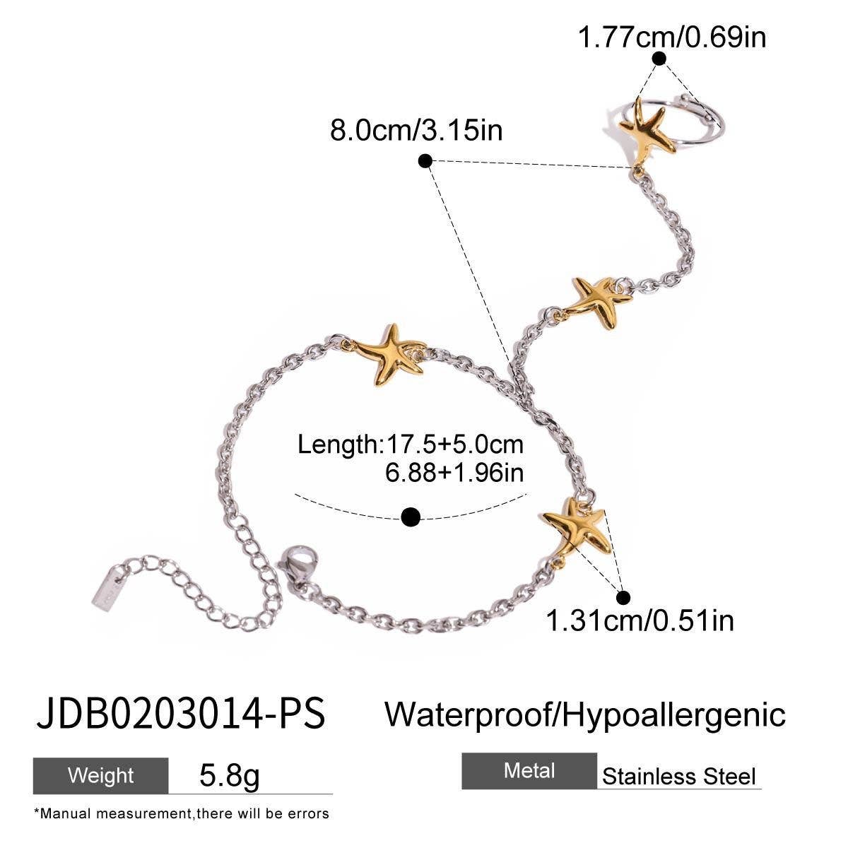 Luxury 18K Gold Two-Tone Starfish Toe Chain