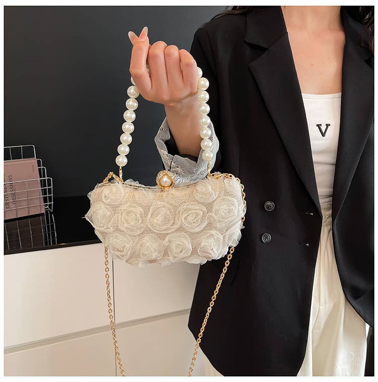 Floral hand-held Chinese-style crossbody bag