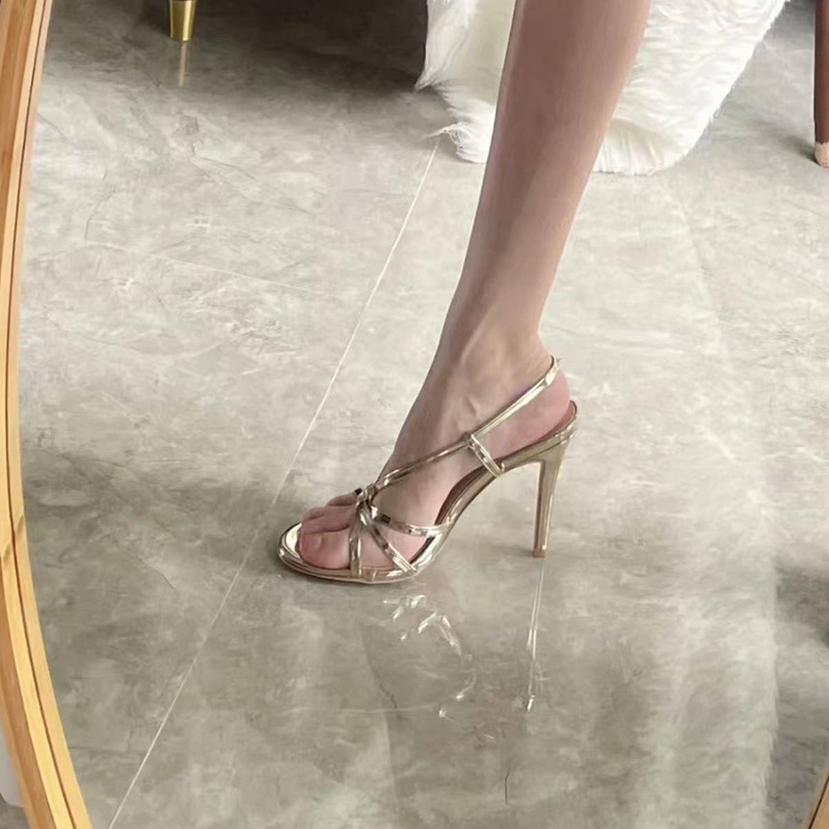 GOLD SLIM HEELS FASHIONABLE VERSATILE HIGH HEELS
