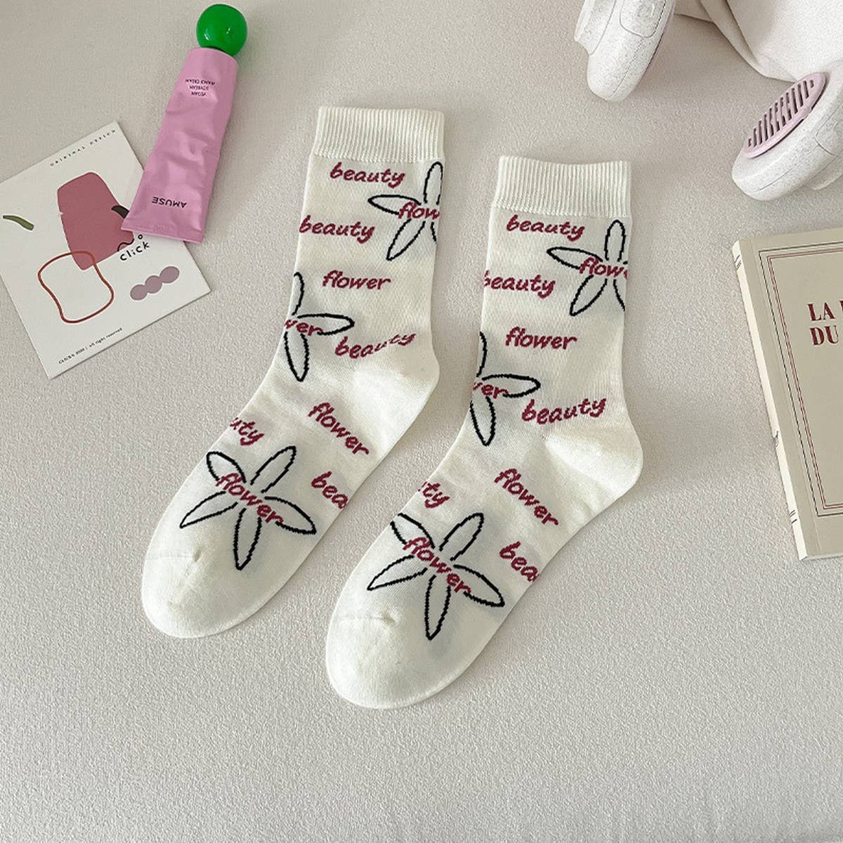 CUTE CARTOON PATTERN PURE COTTON MID-CALF SOCKS