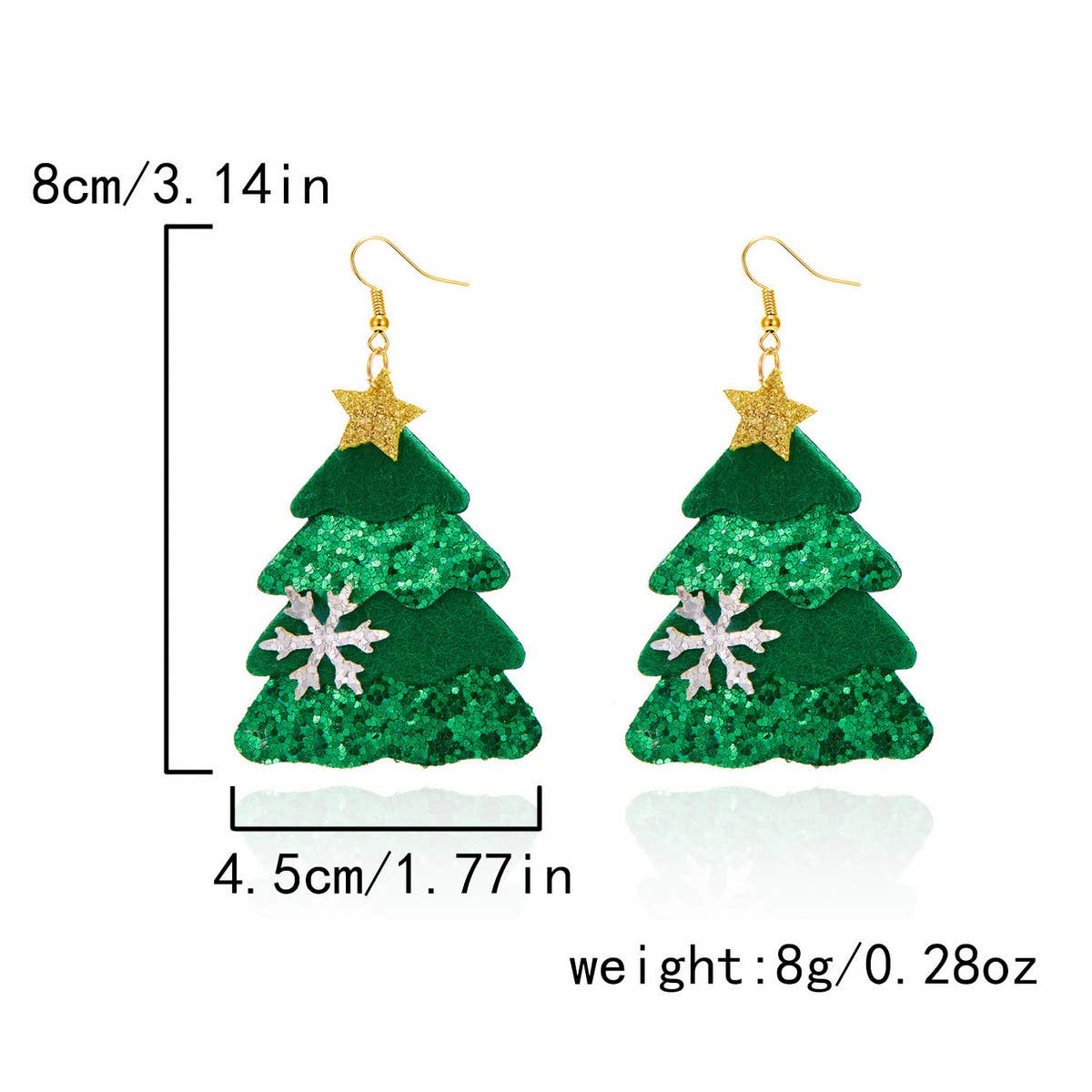 CHRISTMAS TREE SNOWFLAKE EARRINGS