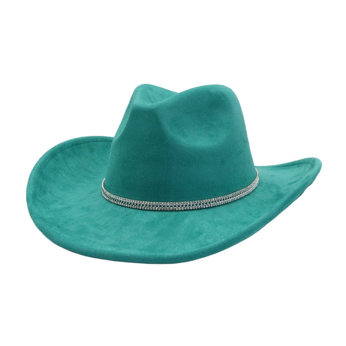 Suede Denim Cowboy Fedora Hat Western Ethnic Style_CWAH04394