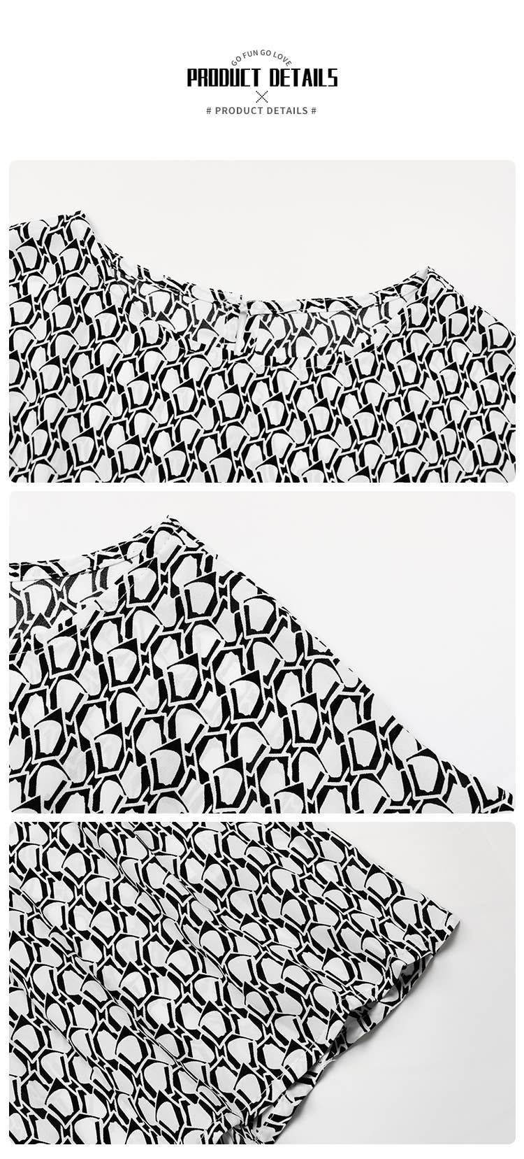 Printed pleated skirt dress for women_CWDSD3403