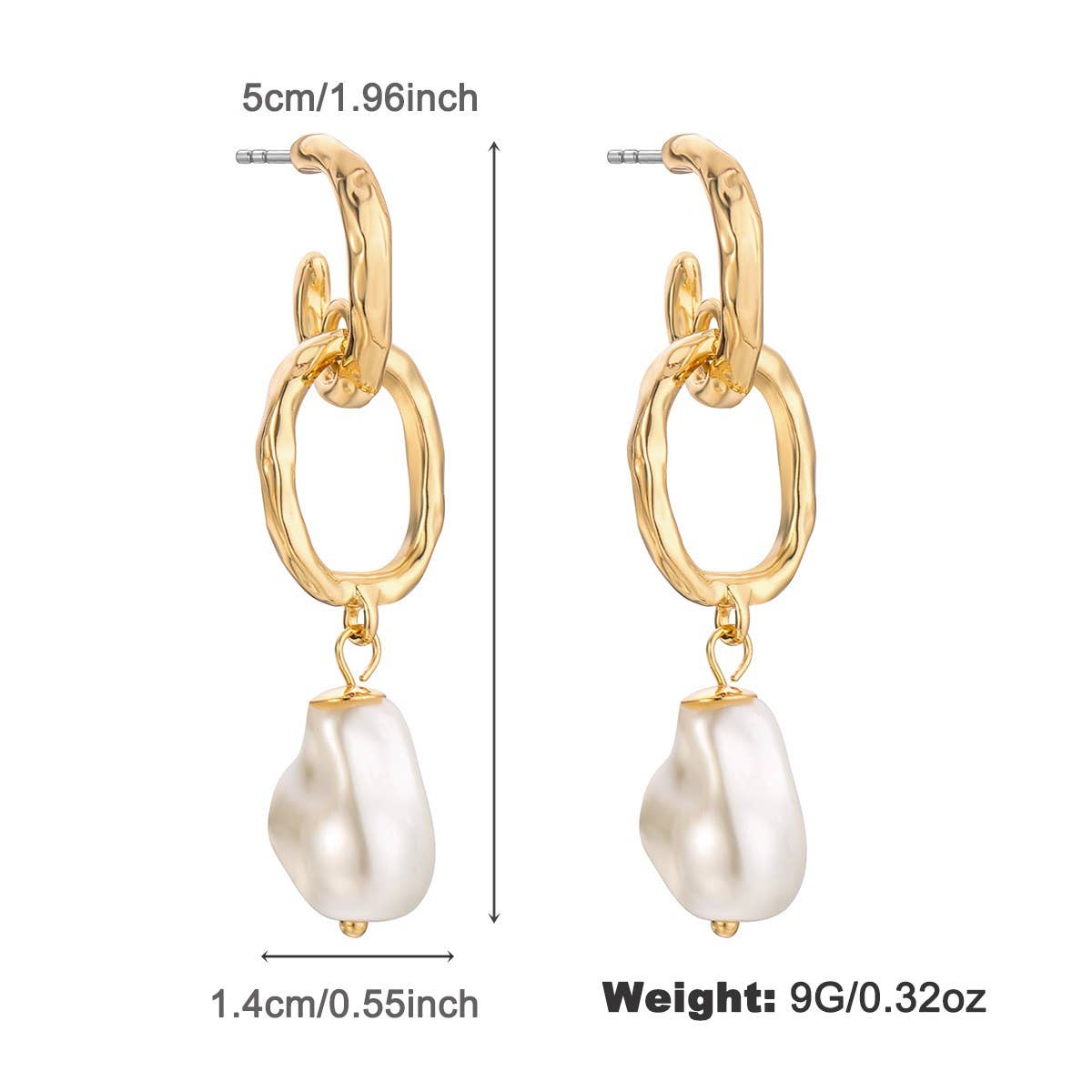 FASHIONABLE PEARL GOLD-RIMMED ZINC ALLOY EARRINGS