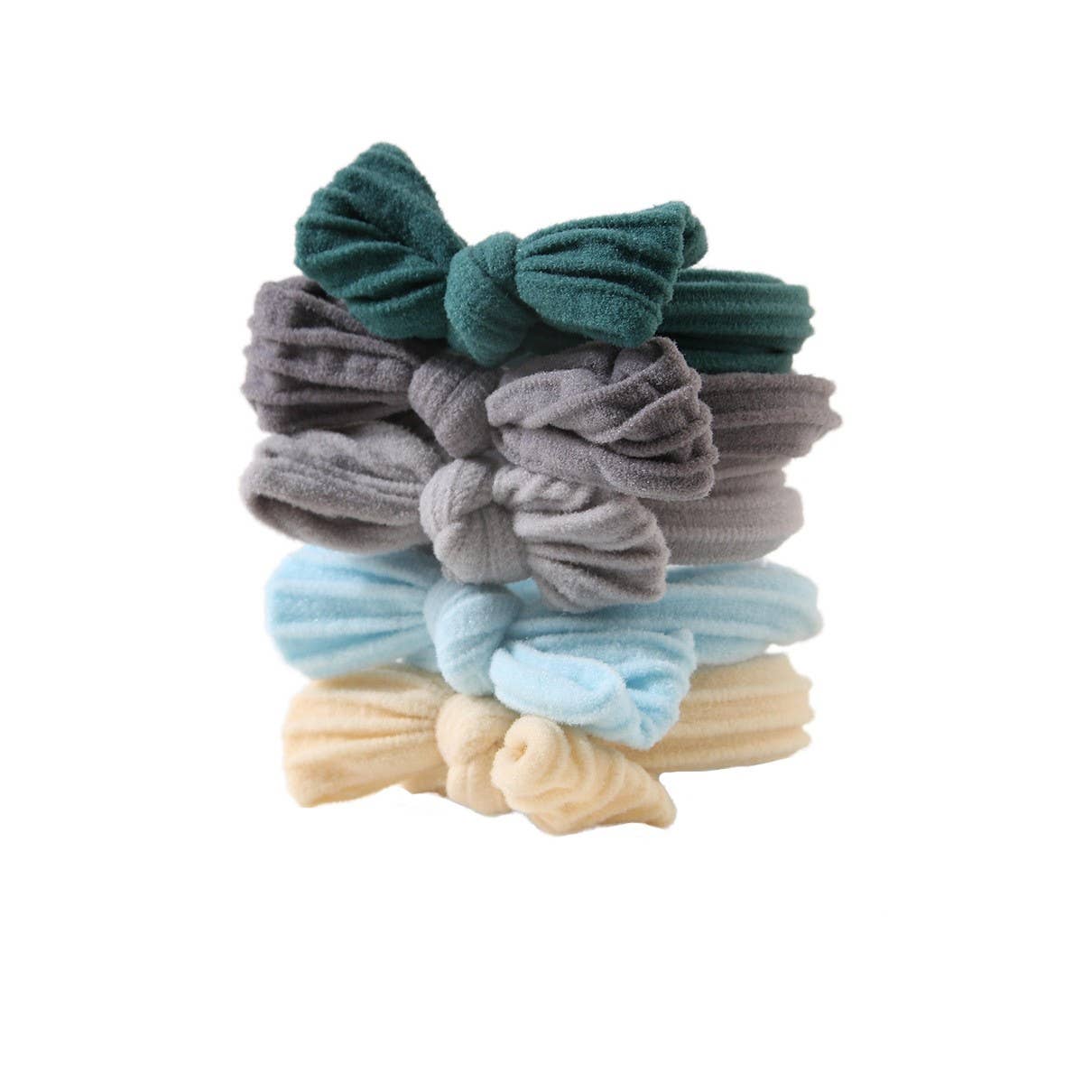 CWAHA1384_BOW HIGH STRETCH HAIR TIE ,5 PACK SET