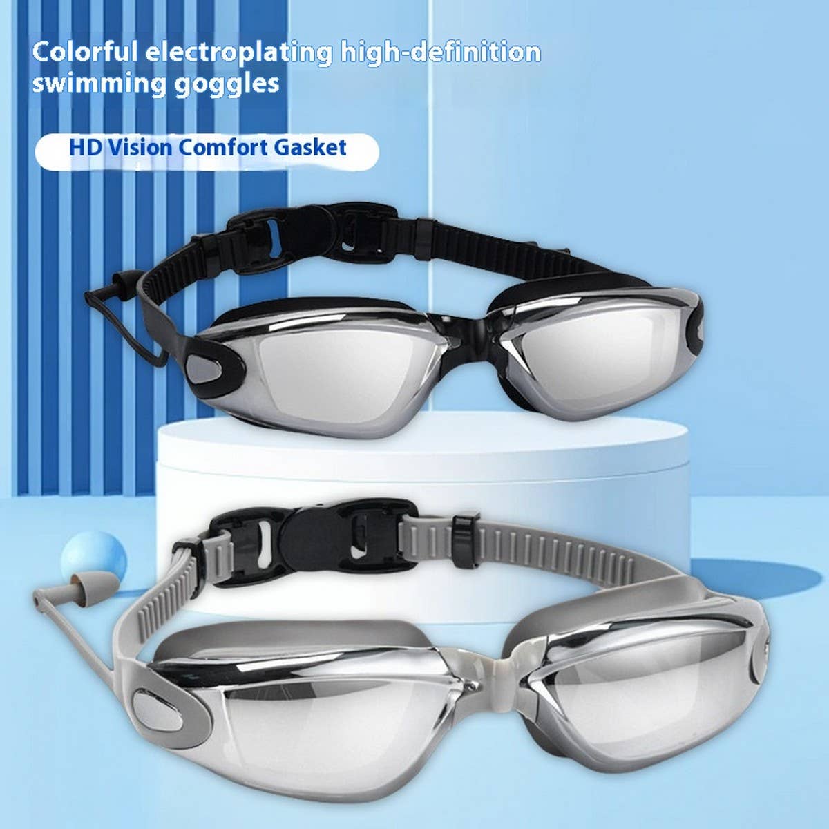 Adult Racing Swim Goggles, HD Anti-Fog Silicone_CWASG1038