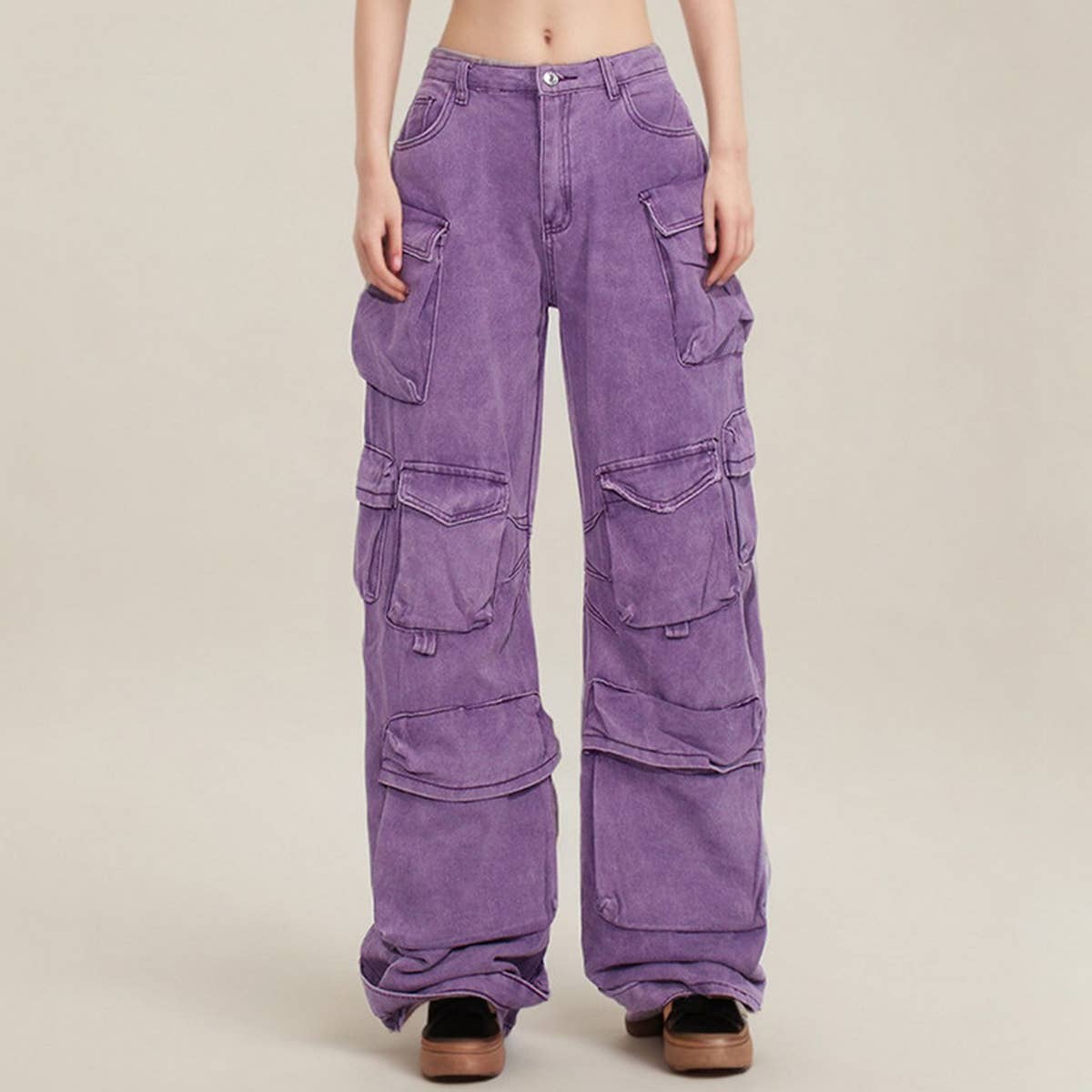 MULTI POCKET LOOSE CARGO PANTS JEANS