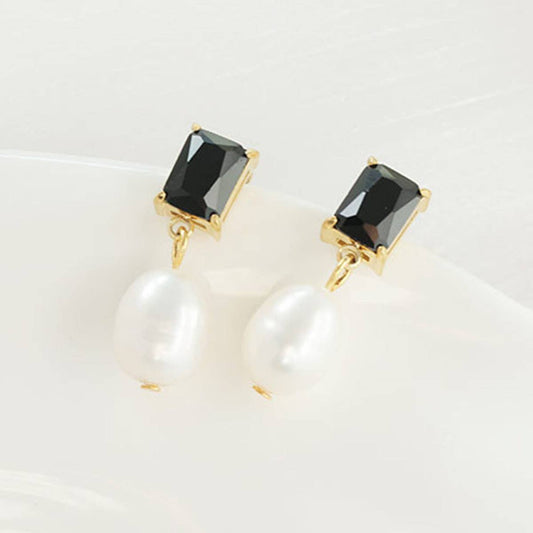 Popular stainless steel pearl zircon earrings