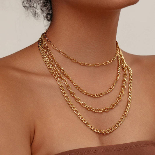 LAYERED CUBAN PAPERCLIP CHAIN NECKLACE