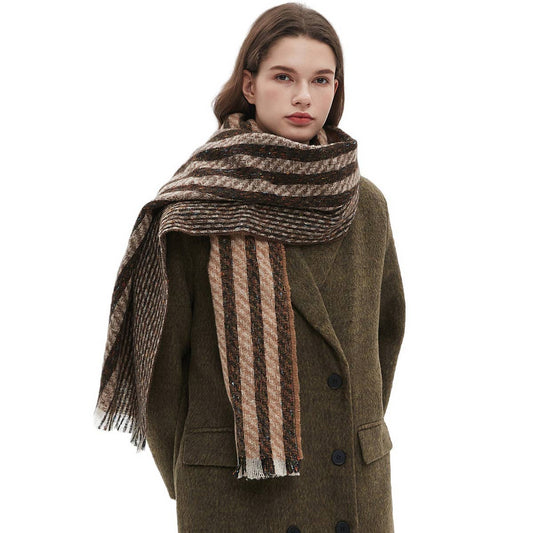 Striped Jacquard Scarf ??Unisex Winter Shawl_CWASC0866