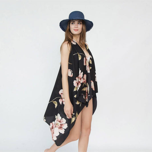 BIG FLORAL PRINT FRONT OPEN KIMONO FOR SLEEVELESS_CWASC0785