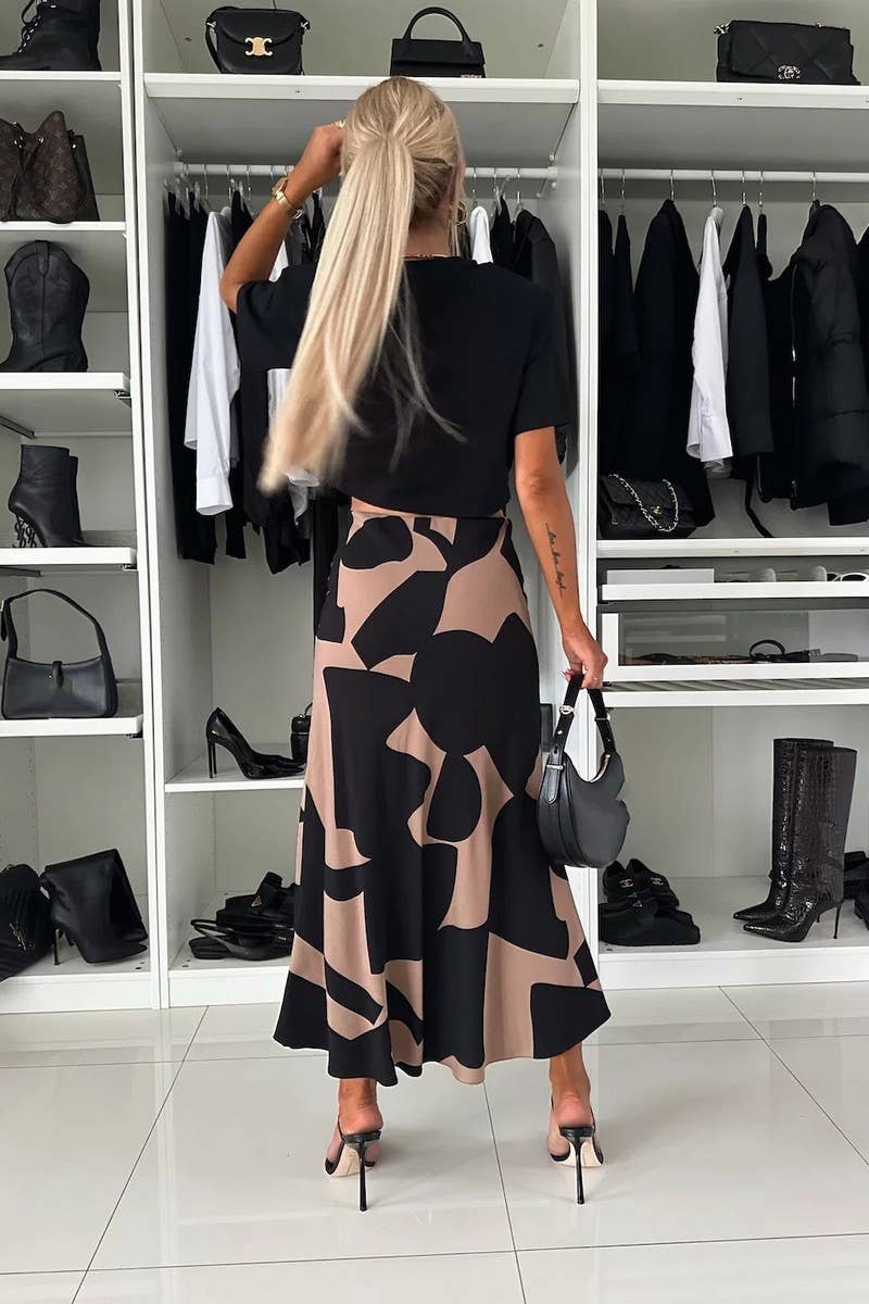 AUTUMN HIGH WAIST TEMPERAMENT SLIM PRINT SKIRTCWBLS0622