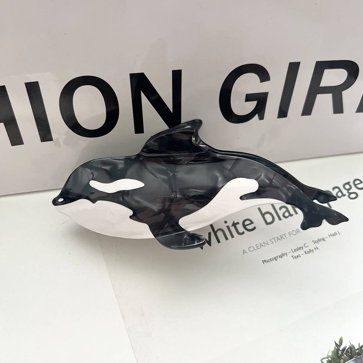 Tricolor Orca Acetate Claw Clip ? Ocean Chic Style