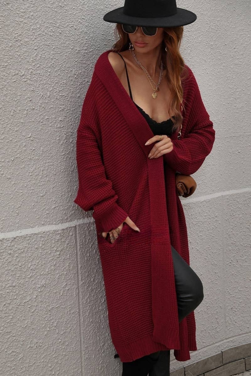 CWOCAL373 Casual Open Front Long Cardigan Sweater