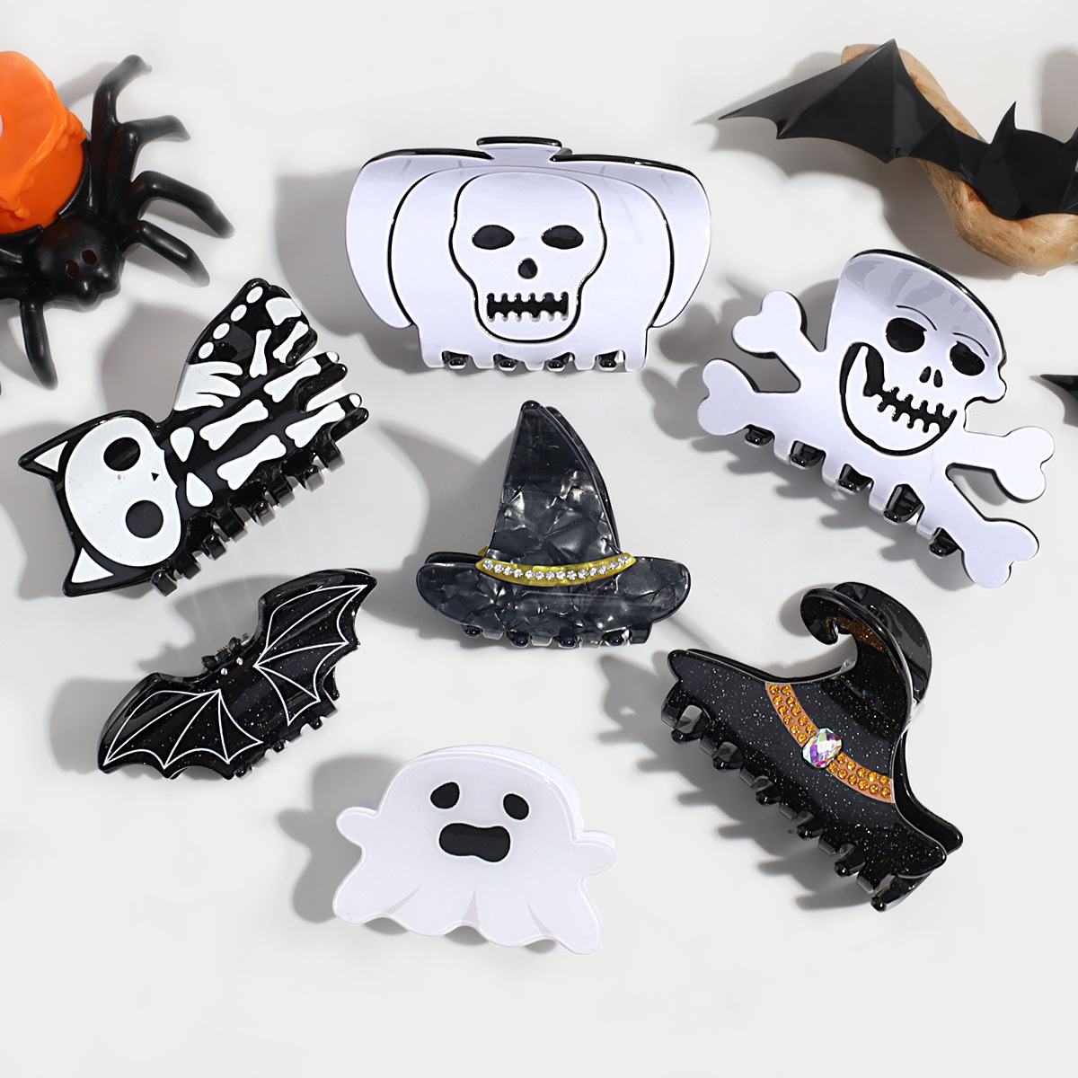 Halloween Acetate Hair Claw ? Witch & Bat Design