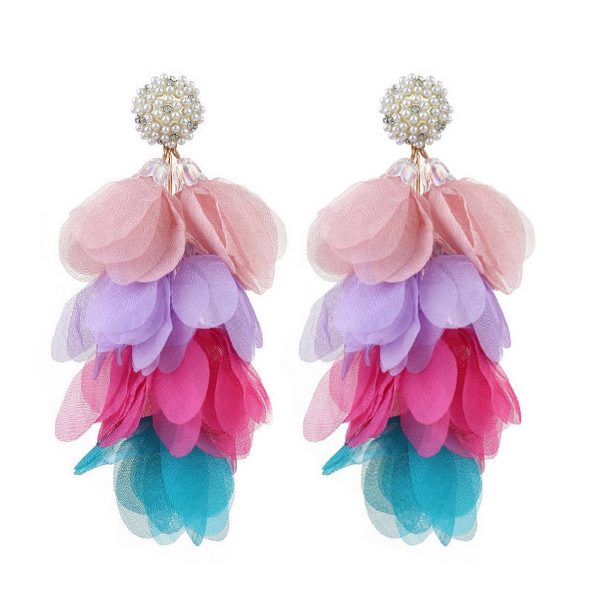 Bold Four-Color Tassel Earrings ??Statement Drops_CWMM6175