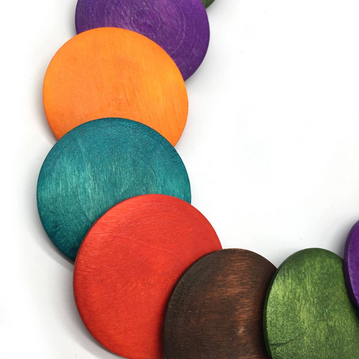 HANDMADE LARGE ROUND WOODEN BEAD LONG NECKLACE