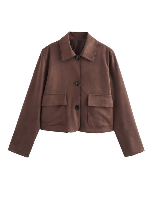 STYLISH SUEDE BOMBER JACKET FOR WOMEN