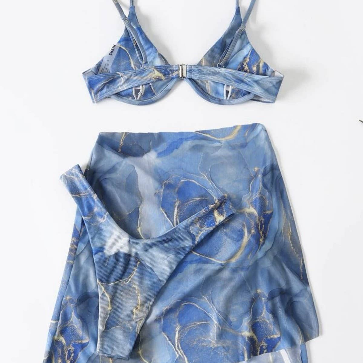 Marble Print Bikini Set - Sexy 3 Piece Swimsuit