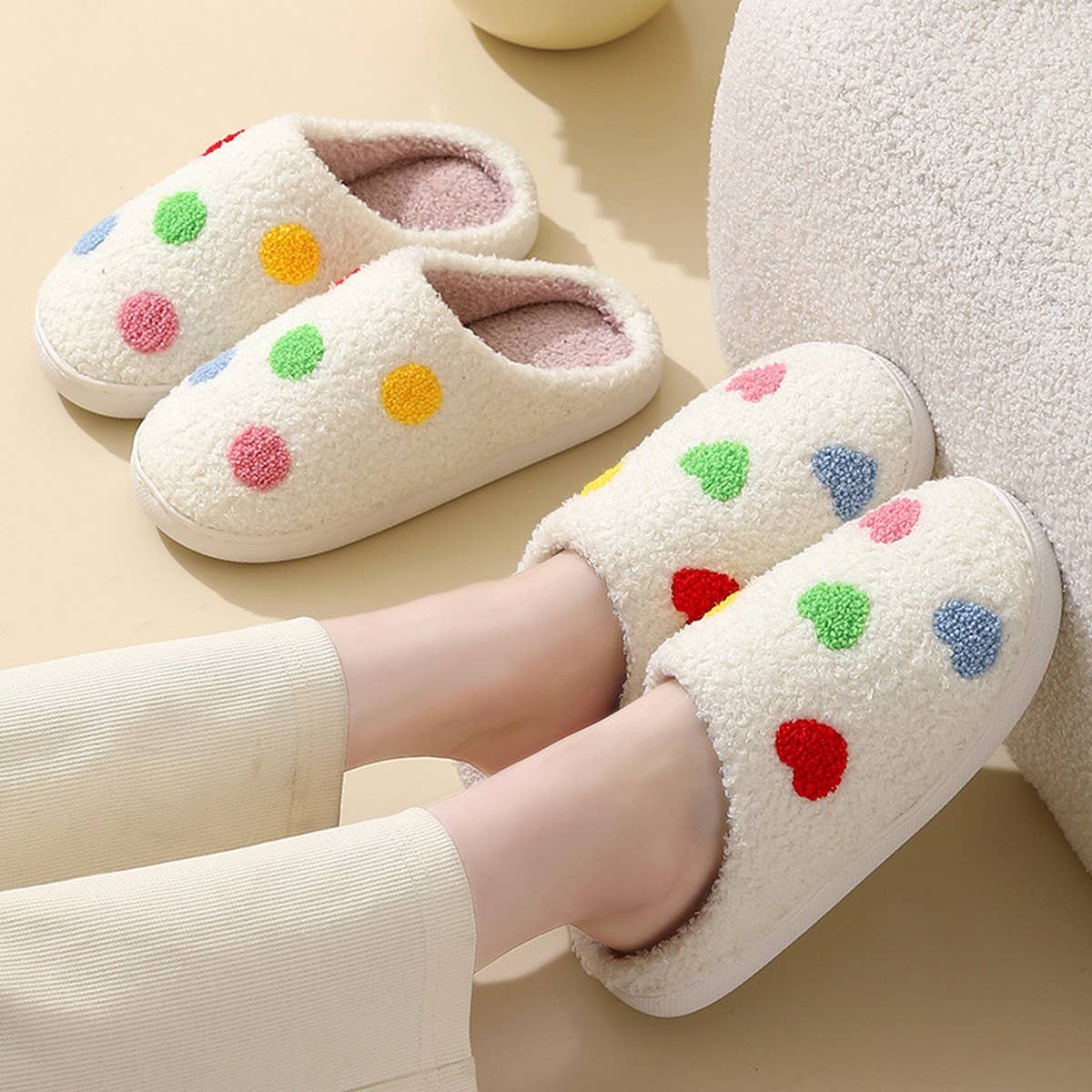 NEW COLORFUL LOVE STYLE WINTER COTTON SLIPPERS