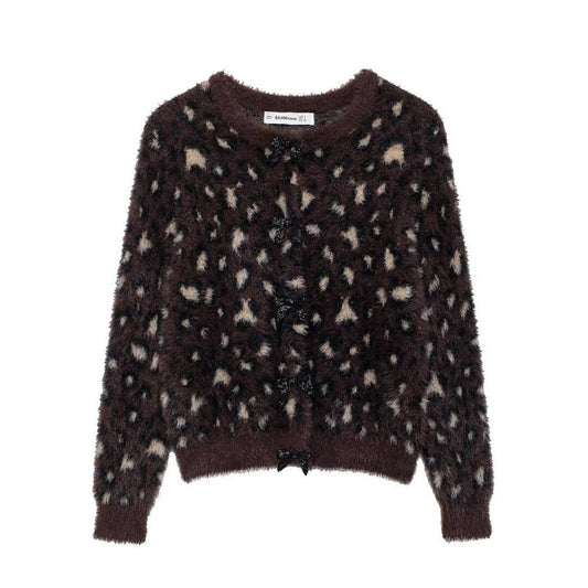 VINTAGE JACQUARD BOW KNIT CARDIGAN JACKET