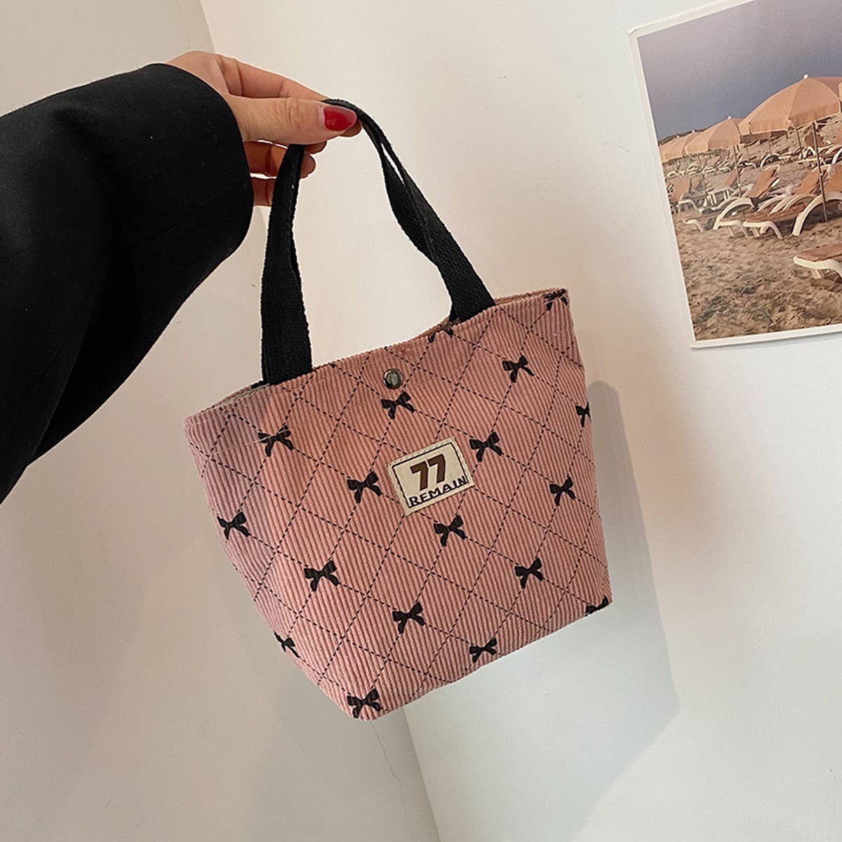 NEW CORDUROY PORTABLE LARGE CAPACITY COSMETIC BAG_CWAB4438