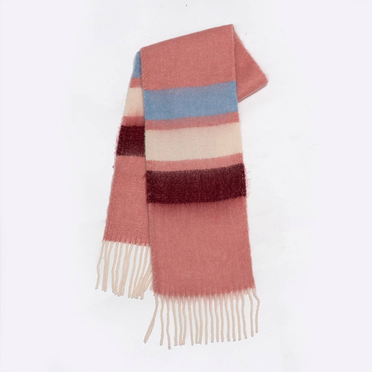 Rainbow Stripe Faux Cashmere Scarf for Winter_CWASC2345