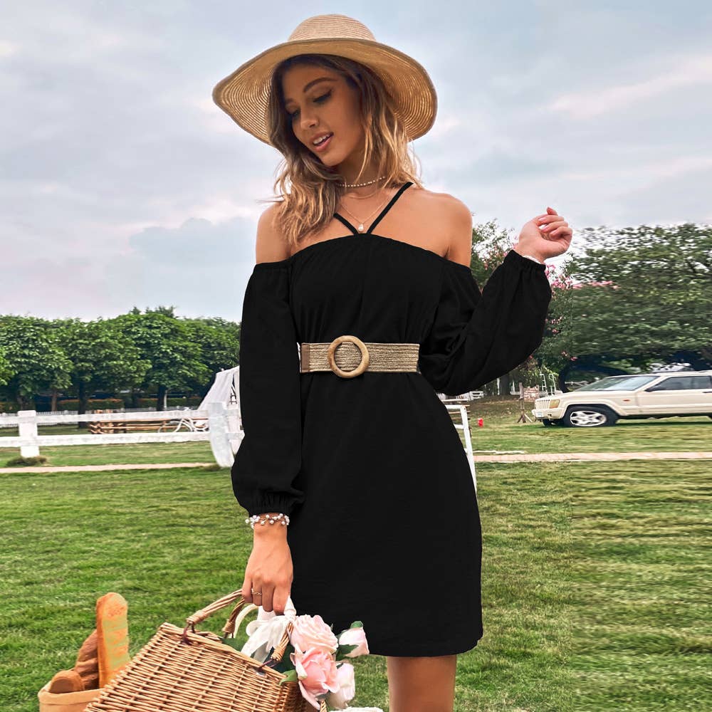 Strapless, strapless, long-sleeved dress