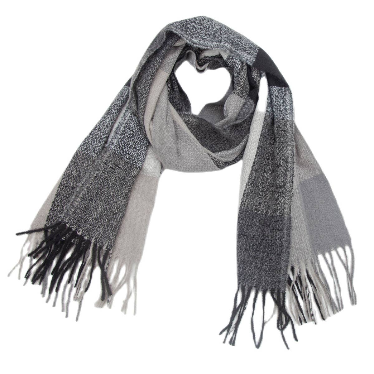 Rainbow Plaid Scarf - Thick Winter Tassel Wrap_CWASC0124