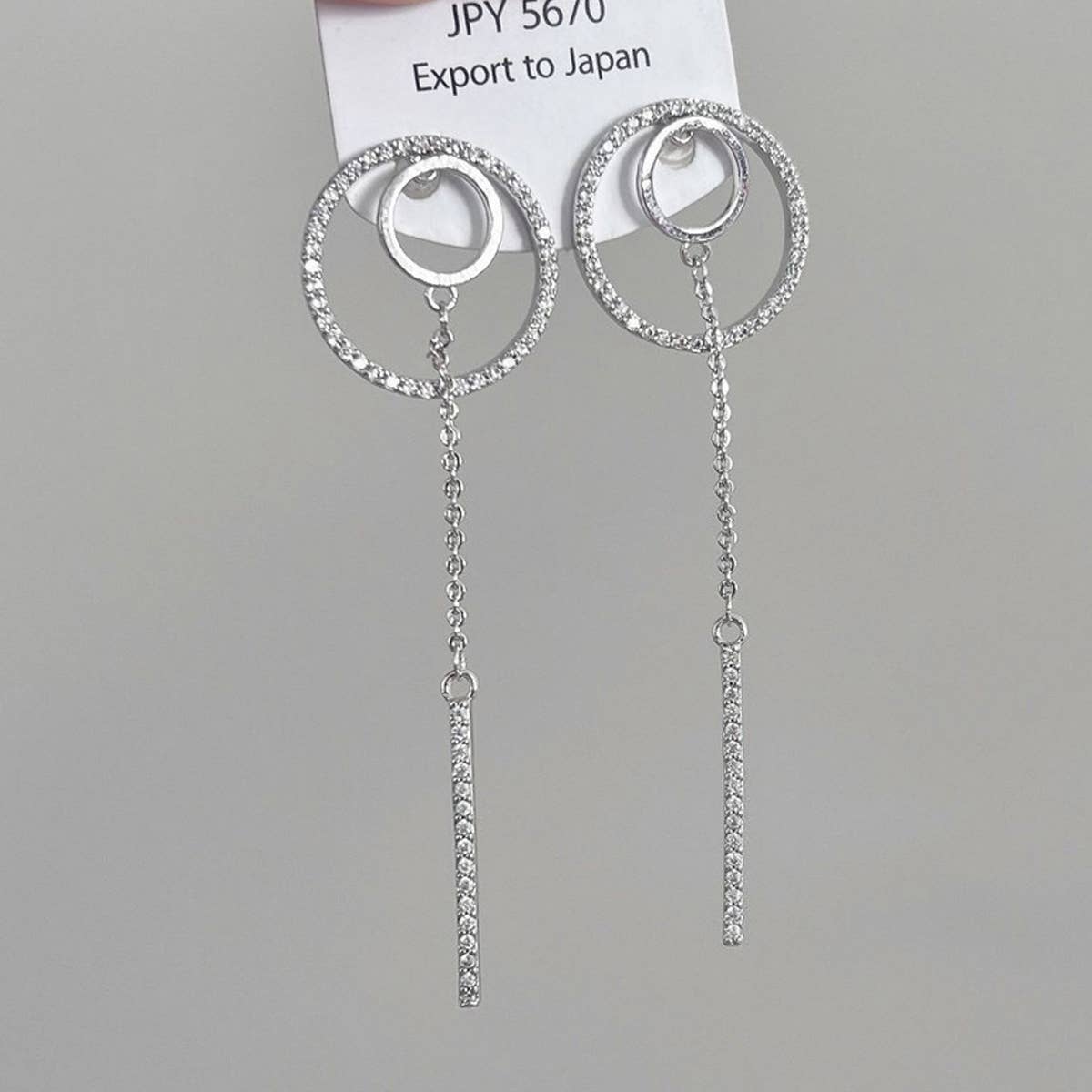 HOLLOW GEOMETRIC RING TASSEL EARRINGS