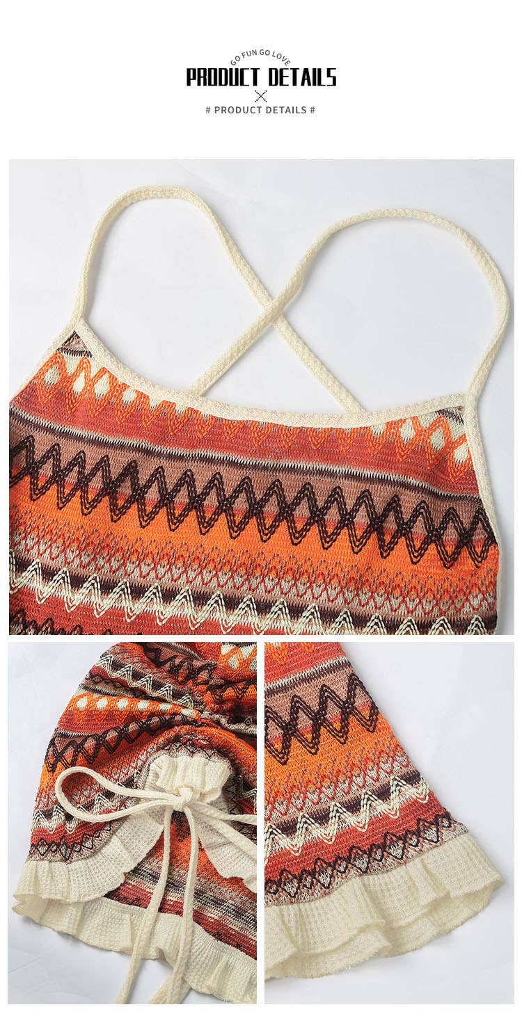 Ethnic style embroidered short sexy dress