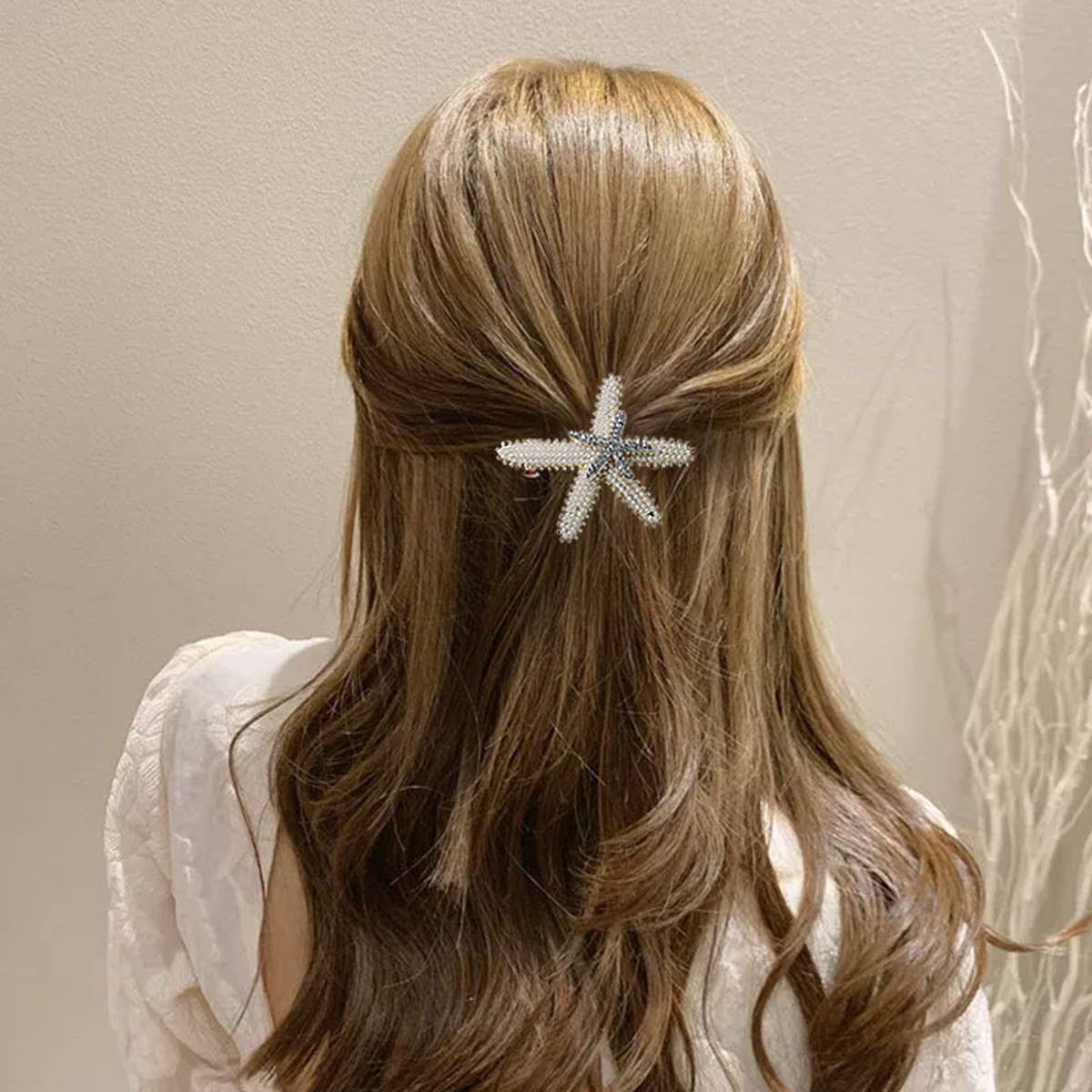 STARFISH PEARL SPRING CLIP HAIRPIN CLIP_CWAHA4708