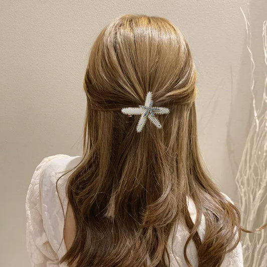 STARFISH PEARL SPRING CLIP HAIRPIN CLIP_CWAHA4708