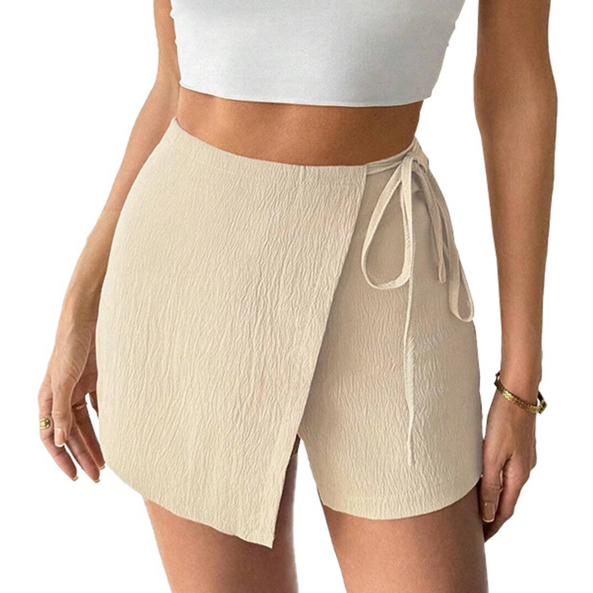 Woven side waist lace-up culottes