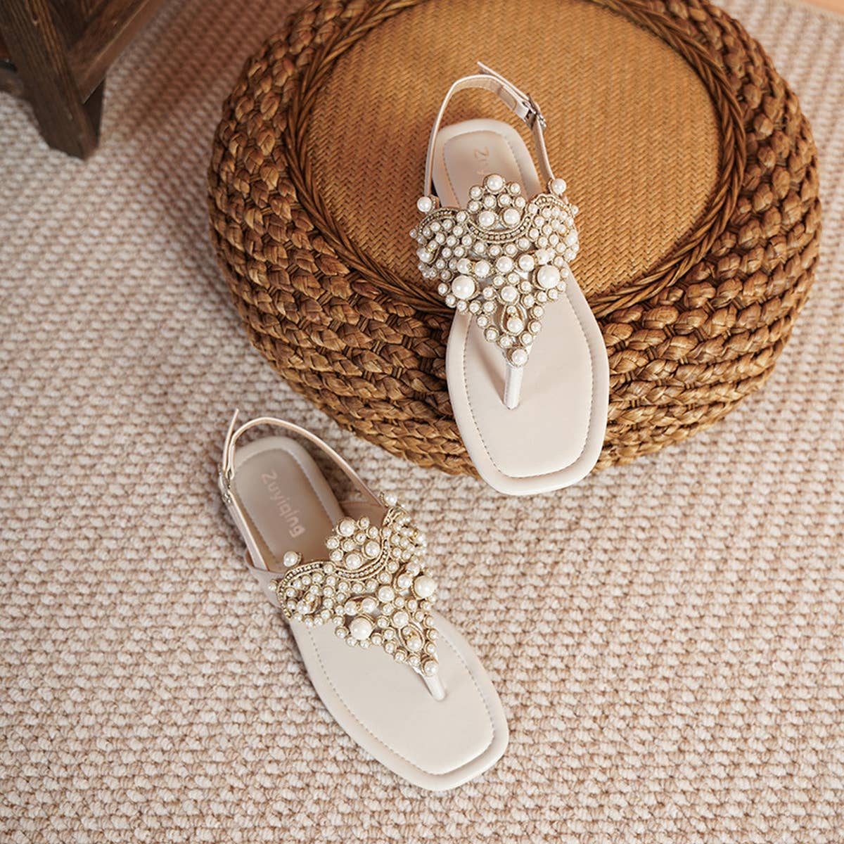2024 PEARL SQUARE TOE FLIP-TOE OPEN TOE SANDALS_CWSHS0703