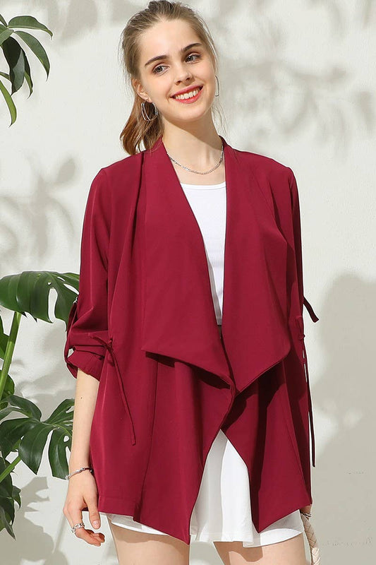 CWOCAL539_OVER LOOSE FIT TRENCH CARDIGAN WITH DRAWSTRING