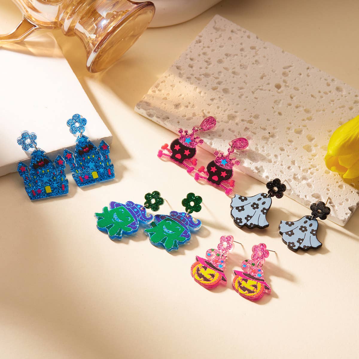 HALLOWEEN SKULL PRINT EARRINGS