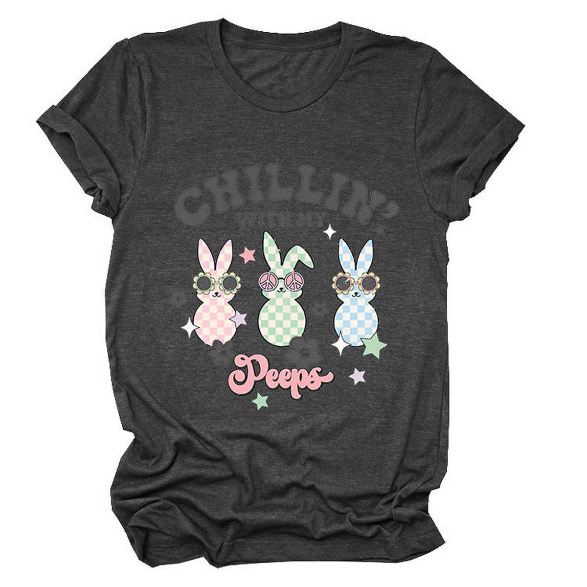 EASTER CUTE BUNNY LOOSE COMFORT SHORT SLEEVE TEES_CWTTS0867