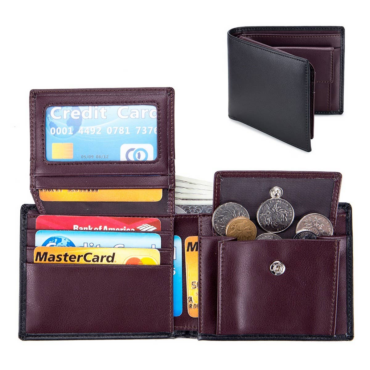 COWHIDE TRI-FOLD WALLET MULTI-FUNCTION RETRO WALLET_CWAB3709