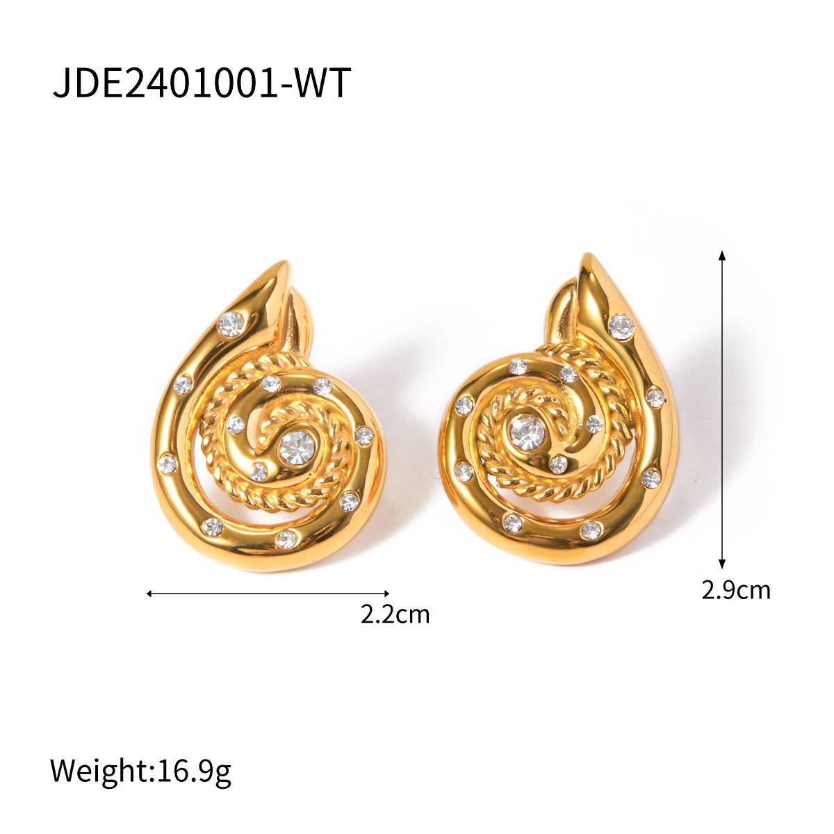 SIMPLE AND STYLISH 18K GOLD SPIRAL EARRINGS