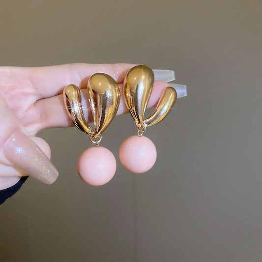 SMALL FRESH PINK LOVE EARRINGS_CWAJE2058