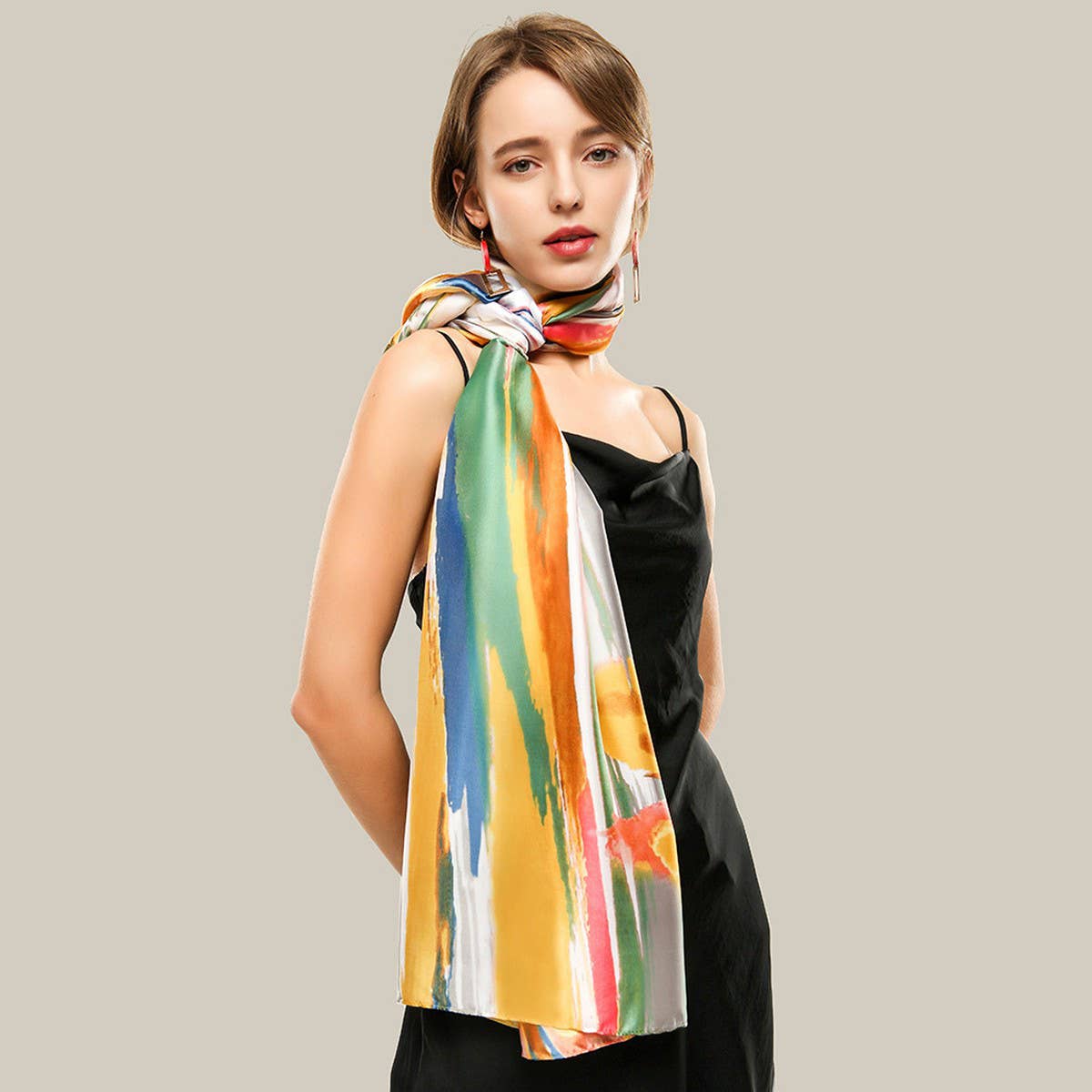 Lily Print Silk Scarf - Graffiti Style for Women