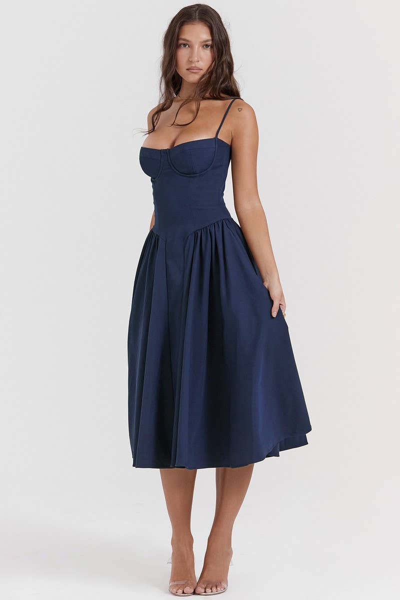 CWDMD5632_SLIM FIT OFF-SHOULDER BACKLESS MIDI DRESS